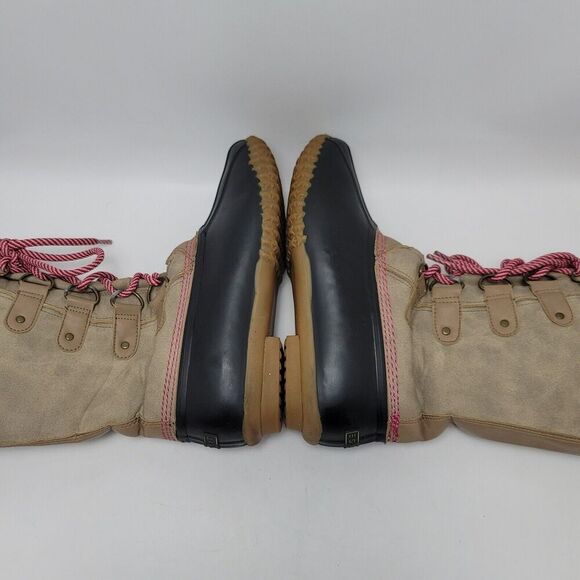 Esprit Belinda Tan Tall Lace Up Faux Fur Sock Lined Knit Cuff Duck Boots Sz 7.5M - Picture 11 of 12
